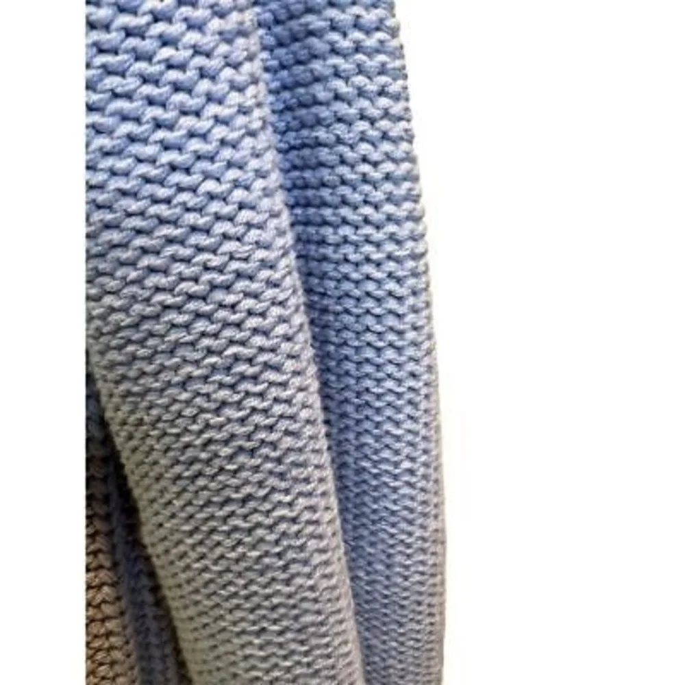 Free People Women's XS Blue Cable-Knit Pullover Sweater Chunky Knit